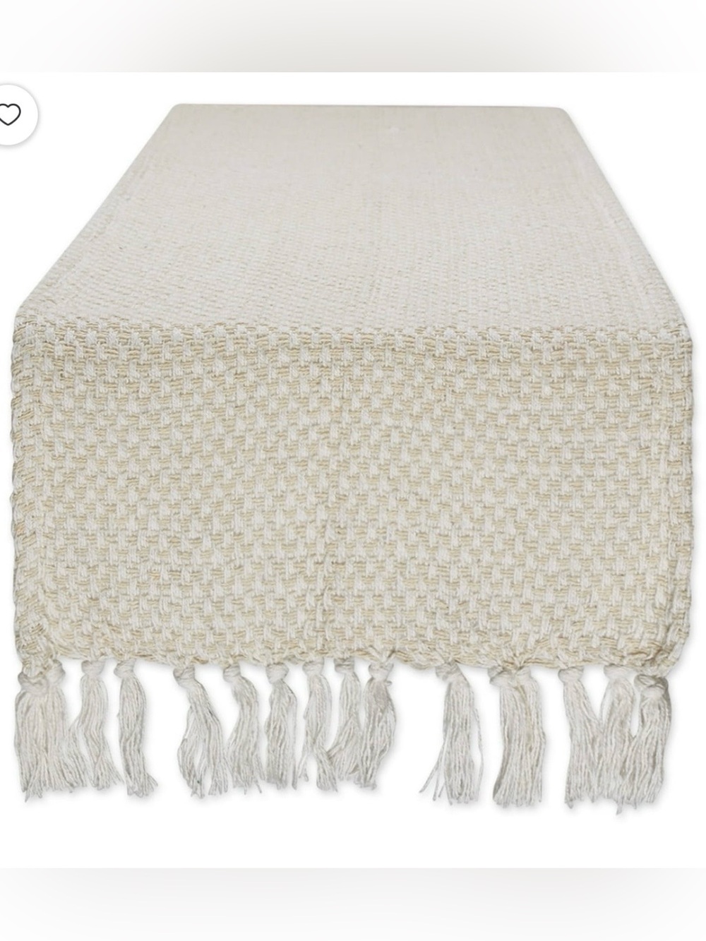 Neutral Cream Woven Table Runner with Fringe - Home Dining